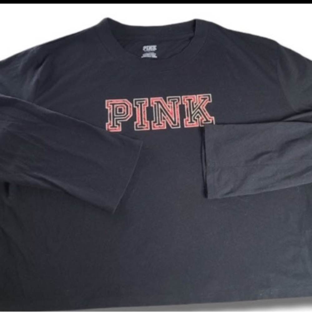 Victoria’s Secret Love Pink Gold foil Plaid Cropped Crew Neck tee T-Shirt Top xs - Picture 5 of 7